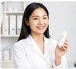 Brand representative presenting a beauty product